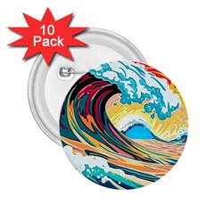 Ai Generated Waves Ocean Sea Tsunami Nautical Blue Sea (2) 2 25  Buttons (10 Pack)  by Cowasu