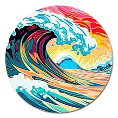 Ai Generated Waves Ocean Sea Tsunami Nautical Blue Sea (2) Magnet 5  (round) by Cowasu