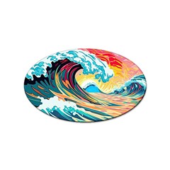 Ai Generated Waves Ocean Sea Tsunami Nautical Blue Sea (2) Sticker Oval (10 Pack) by Cowasu