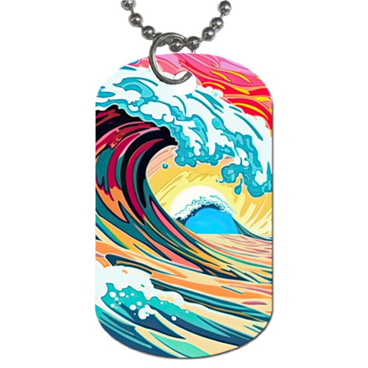 Ai Generated Waves Ocean Sea Tsunami Nautical Blue Sea (2) Dog Tag (Two Sides)