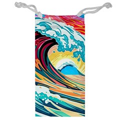 Ai Generated Waves Ocean Sea Tsunami Nautical Blue Sea (2) Jewelry Bag by Cowasu