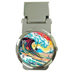 Ai Generated Waves Ocean Sea Tsunami Nautical Blue Sea (2) Money Clip Watches by Cowasu