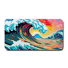 Ai Generated Waves Ocean Sea Tsunami Nautical Blue Sea (2) Medium Bar Mat by Cowasu