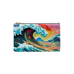 Ai Generated Waves Ocean Sea Tsunami Nautical Blue Sea (2) Cosmetic Bag (small) by Cowasu