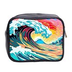 Ai Generated Waves Ocean Sea Tsunami Nautical Blue Sea (2) Mini Toiletries Bag (Two Sides) Back