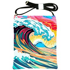 Ai Generated Waves Ocean Sea Tsunami Nautical Blue Sea (2) Shoulder Sling Bag by Cowasu