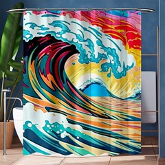 Ai Generated Waves Ocean Sea Tsunami Nautical Blue Sea (2) Shower Curtain 60  X 72  (medium)  by Cowasu