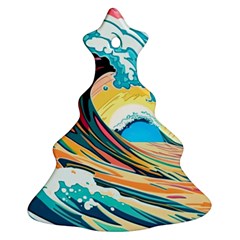 Ai Generated Waves Ocean Sea Tsunami Nautical Blue Sea (2) Christmas Tree Ornament (two Sides)