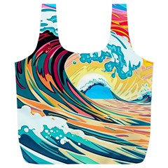 Ai Generated Waves Ocean Sea Tsunami Nautical Blue Sea (2) Full Print Recycle Bag (xl) by Cowasu