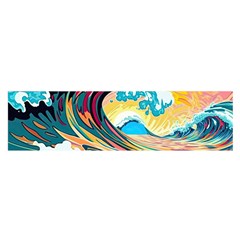 Ai Generated Waves Ocean Sea Tsunami Nautical Blue Sea (2) Oblong Satin Scarf (16  X 60 ) by Cowasu