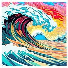 Ai Generated Waves Ocean Sea Tsunami Nautical Blue Sea (2) Wooden Puzzle Square by Cowasu