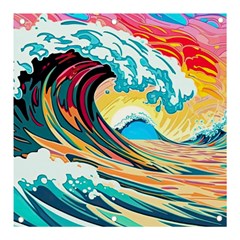 Ai Generated Waves Ocean Sea Tsunami Nautical Blue Sea (2) Banner And Sign 3  X 3  by Cowasu