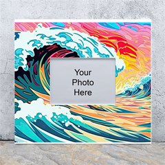 Ai Generated Waves Ocean Sea Tsunami Nautical Blue Sea (2) White Wall Photo Frame 5  X 7  by Cowasu