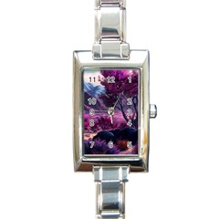 Landscape Landscape Painting Purple Purple Trees Rectangle Italian Charm Watch by Cowasu