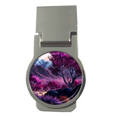 Landscape Landscape Painting Purple Purple Trees Money Clips (round)  by Cowasu