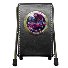 Landscape Landscape Painting Purple Purple Trees Pen Holder Desk Clock by Cowasu