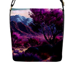 Landscape Landscape Painting Purple Purple Trees Flap Closure Messenger Bag (l) by Cowasu