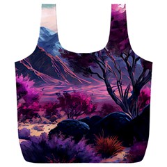 Landscape Landscape Painting Purple Purple Trees Full Print Recycle Bag (xxl) by Cowasu