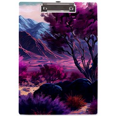 Landscape Landscape Painting Purple Purple Trees A4 Acrylic Clipboard by Cowasu