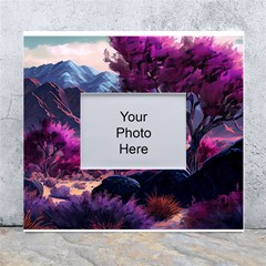 Landscape Landscape Painting Purple Purple Trees White Wall Photo Frame 5  X 7  by Cowasu