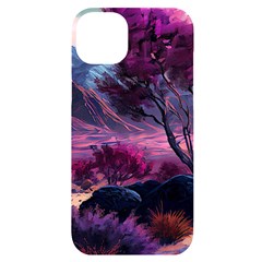 Landscape Landscape Painting Purple Purple Trees Iphone 14 Plus Black Uv Print Case