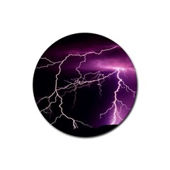 Storm Flashlight Space Nature Rubber Round Coaster (4 Pack) by Cowasu