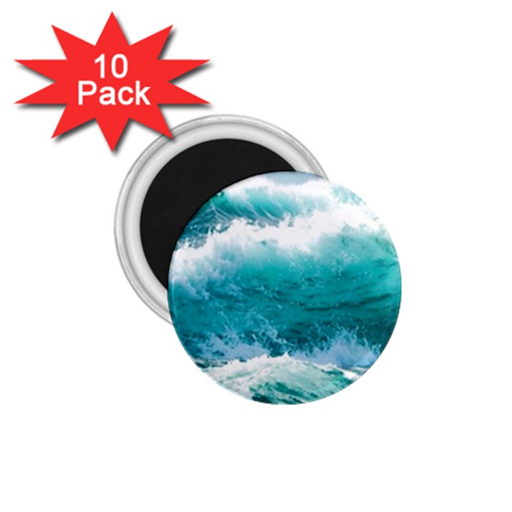 Ai Generated Waves Ocean Sea Tsunami Nautical Blue Sea 1.75  Magnets (10 pack) 