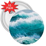 Ai Generated Waves Ocean Sea Tsunami Nautical Blue Sea 3  Buttons (10 pack)  Front