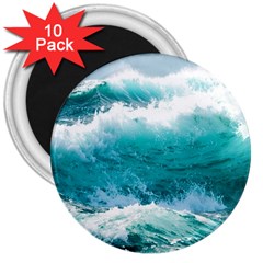 Ai Generated Waves Ocean Sea Tsunami Nautical Blue Sea 3  Magnets (10 Pack)  by Cowasu