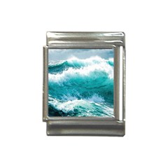 Ai Generated Waves Ocean Sea Tsunami Nautical Blue Sea Italian Charm (13mm) by Cowasu