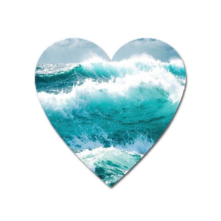 Ai Generated Waves Ocean Sea Tsunami Nautical Blue Sea Heart Magnet