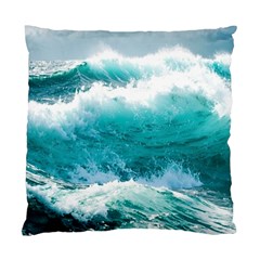 Ai Generated Waves Ocean Sea Tsunami Nautical Blue Sea Standard Cushion Case (two Sides) by Cowasu