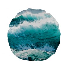 Ai Generated Waves Ocean Sea Tsunami Nautical Blue Sea Standard 15  Premium Round Cushions by Cowasu