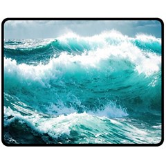 Ai Generated Waves Ocean Sea Tsunami Nautical Blue Sea Two Sides Fleece Blanket (medium) by Cowasu