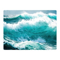 Ai Generated Waves Ocean Sea Tsunami Nautical Blue Sea Two Sides Premium Plush Fleece Blanket (mini) by Cowasu