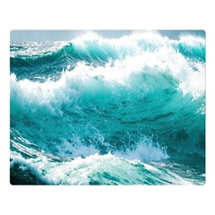 Ai Generated Waves Ocean Sea Tsunami Nautical Blue Sea Two Sides Premium Plush Fleece Blanket (large) by Cowasu