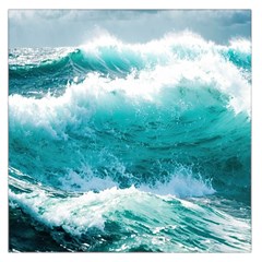 Ai Generated Waves Ocean Sea Tsunami Nautical Blue Sea Square Satin Scarf (36  X 36 ) by Cowasu