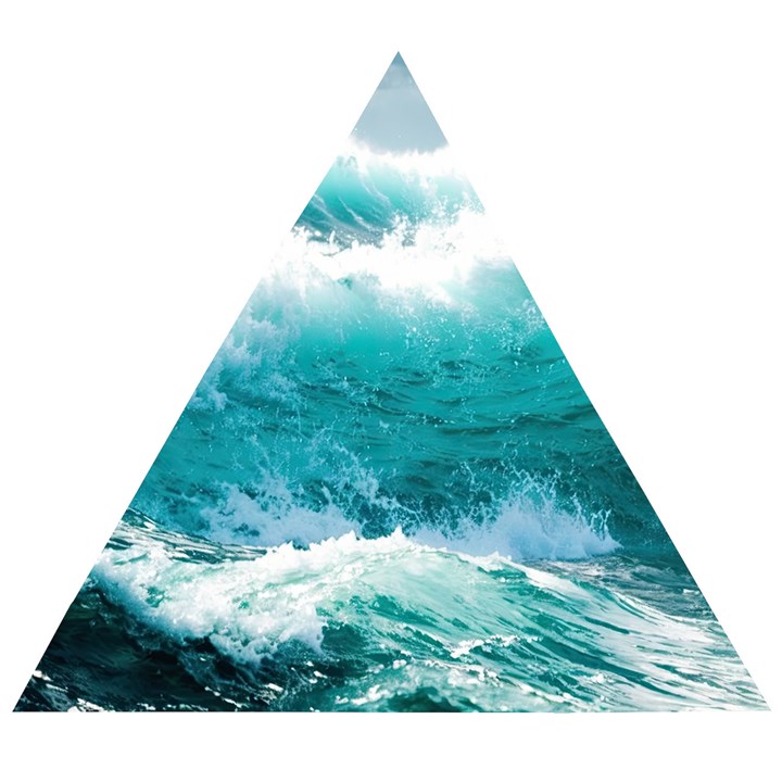 Ai Generated Waves Ocean Sea Tsunami Nautical Blue Sea Wooden Puzzle Triangle