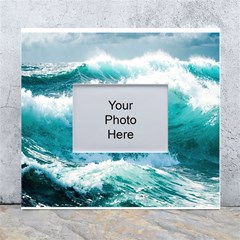 Ai Generated Waves Ocean Sea Tsunami Nautical Blue Sea White Wall Photo Frame 5  X 7  by Cowasu