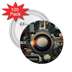 Illustrations Technology Robot Internet Processor 2 25  Buttons (100 Pack)  by Cowasu