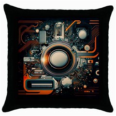 Illustrations Technology Robot Internet Processor Throw Pillow Case (black) by Cowasu