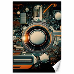 Illustrations Technology Robot Internet Processor Canvas 12  X 18  by Cowasu