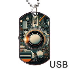 Illustrations Technology Robot Internet Processor Dog Tag Usb Flash (one Side) by Cowasu