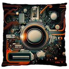 Illustrations Technology Robot Internet Processor Large Premium Plush Fleece Cushion Case (one Side) by Cowasu