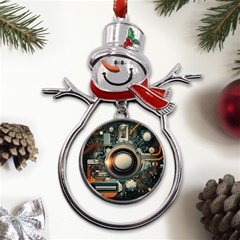 Illustrations Technology Robot Internet Processor Metal Snowman Ornament by Cowasu