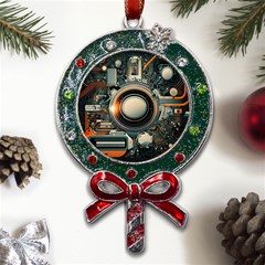 Illustrations Technology Robot Internet Processor Metal X mas Lollipop With Crystal Ornament by Cowasu