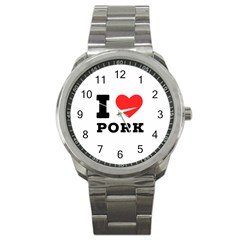 I Love Pork  Sport Metal Watch by ilovewhateva