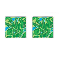 Golf Course Par Golf Course Green Cufflinks (square) by Cowasu