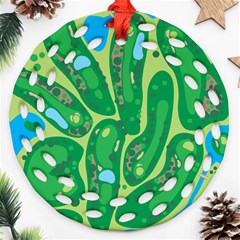 Golf Course Par Golf Course Green Ornament (round Filigree) by Cowasu