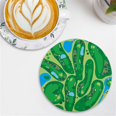 Golf Course Par Golf Course Green Uv Print Round Tile Coaster by Cowasu